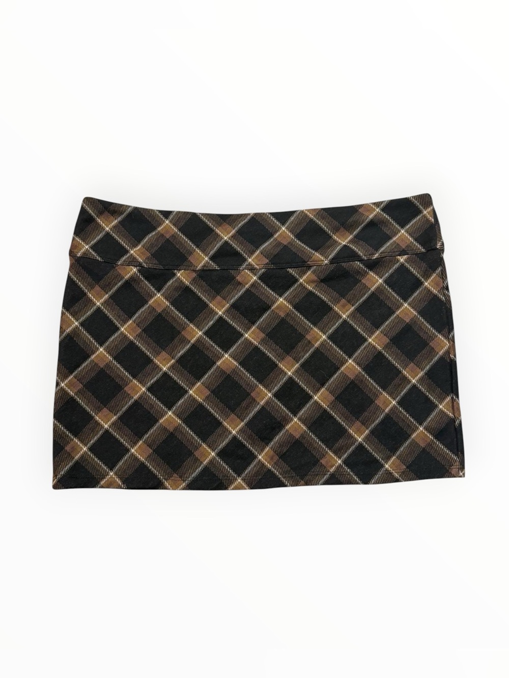 Divided H&M Plaid Super Mini Skirt Black Brown Y2K Size Medium NWT
